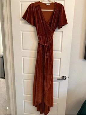 Baltic Born Copper Velvet Wrap Maxi Dress
